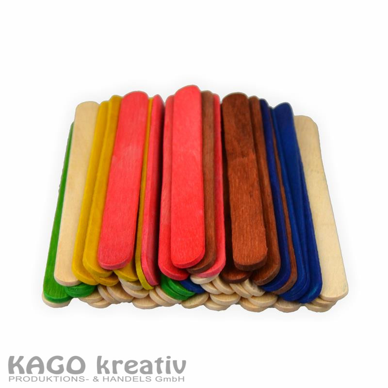 Holzstäbchen, 114x10x2mm 500 Stück, farbig sortiert