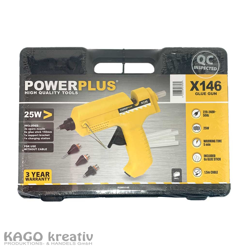 Heißklebepistole POWERPLUS kabellos,  inkl. Ladestation, mit Ø 11mm