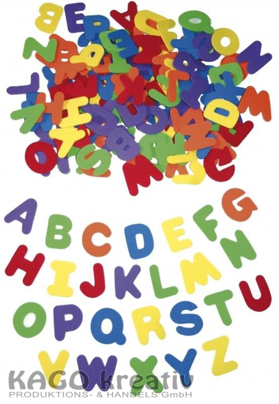 Moosgummi Buchstaben groß Inhalt: 130 Stück in 6 Farben, 4,5cm groß