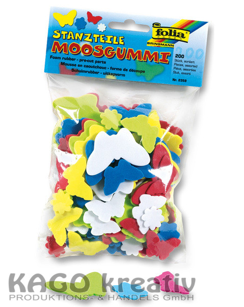 Moosgummi Stanzteile Blumen & Schmett." 200 Teile, Größen und Farben sortiert"