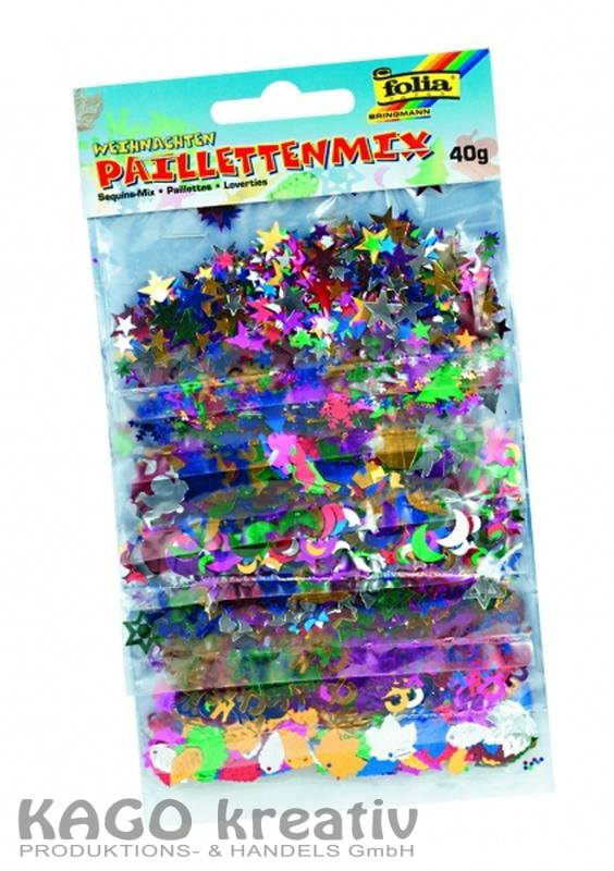 Paillettenmix Weihnachten, 40g verschiedene Formen und Farben sortiert