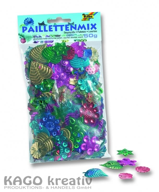 Pailletten-/Streudekomix, 50g verschiedene Formen und Farben sortiert