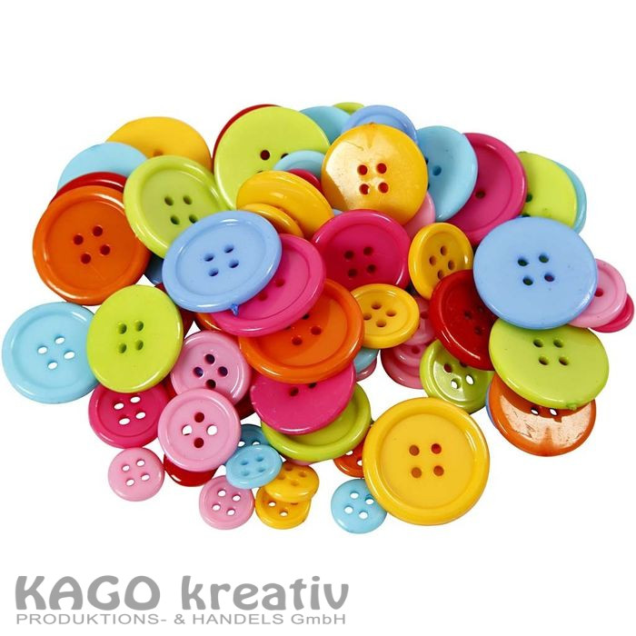 Knöpfe-Mix, 100g, farbig sortiert