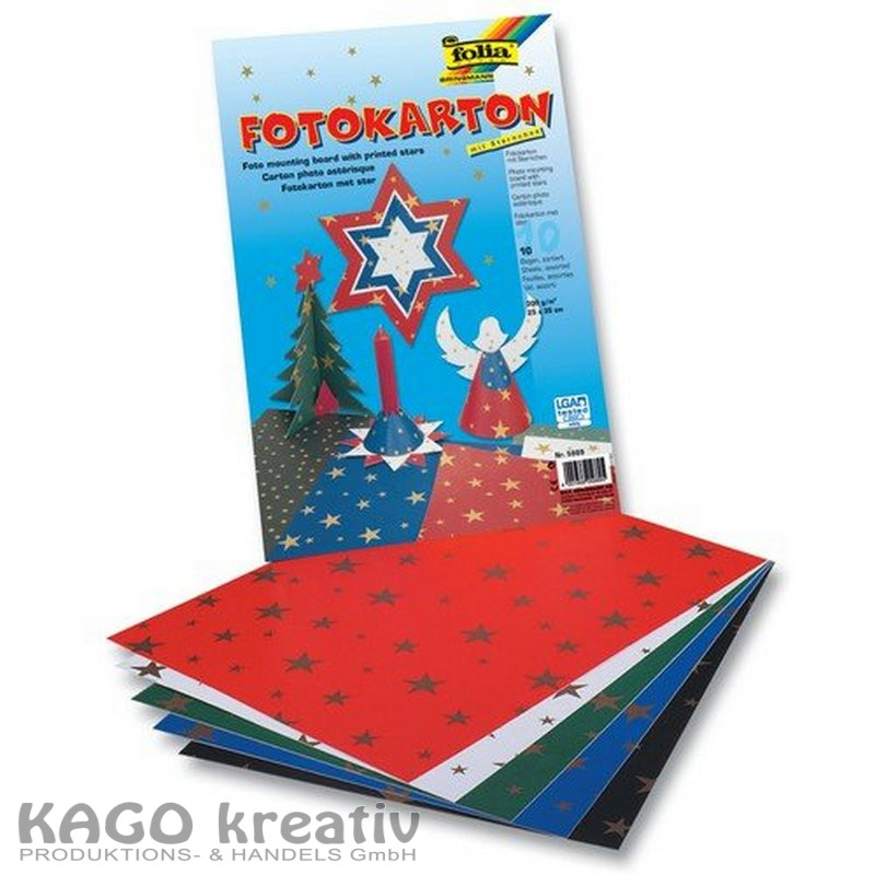 Fotokarton mit Sternen 300g/m², 50x70cm 10 Bogen, farbig sortiert
