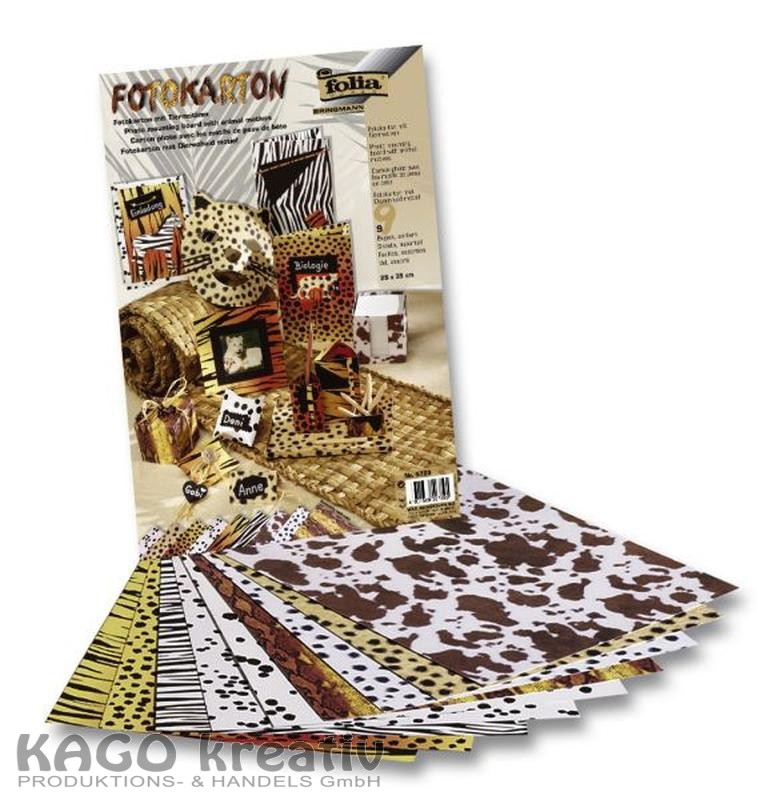 Tier-Fell-Leder-Karton 300g/m², 50x70cm 10 Bogen, Motive sortiert