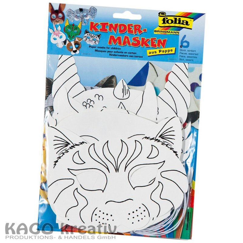 Kindermasken in 6 Motiven sortiert 6 Stück, weiß