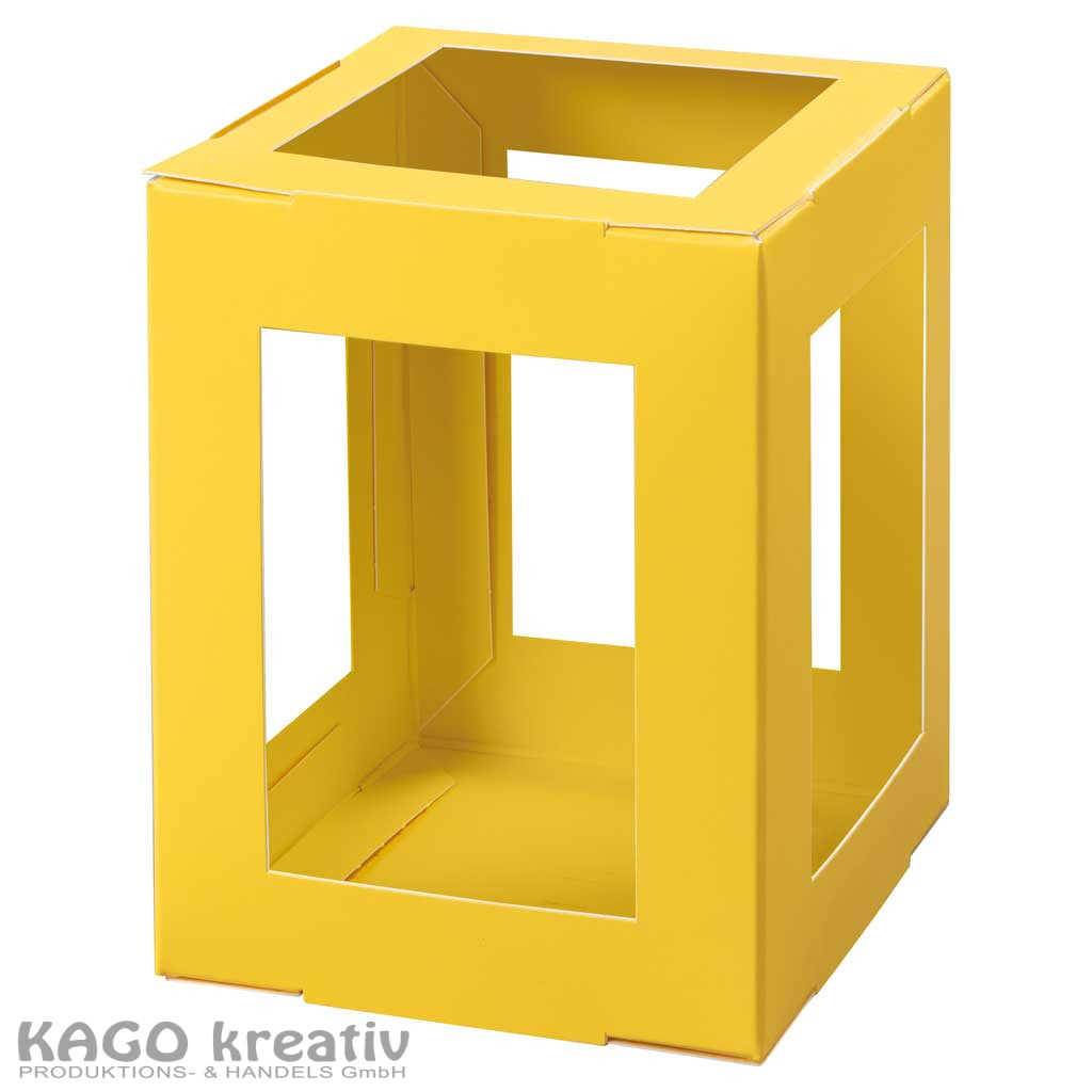 Laternen Rohlinge, 400g/m², 13,5x13,5x18cm zum Stecken, 5 Stück, gelb