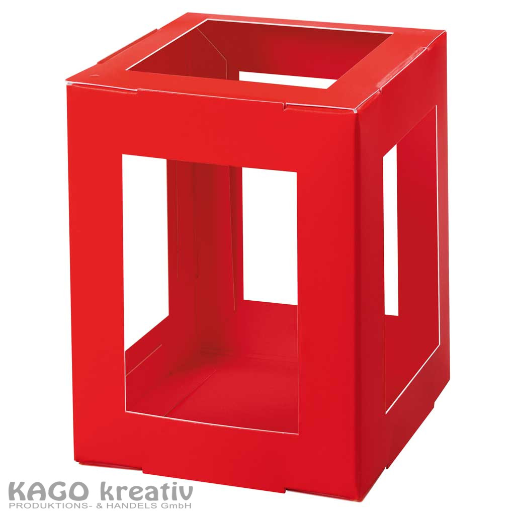 Laternen Rohlinge, 400g/m², 13,5x13,5x18cm zum Stecken, 5 Stück, rot