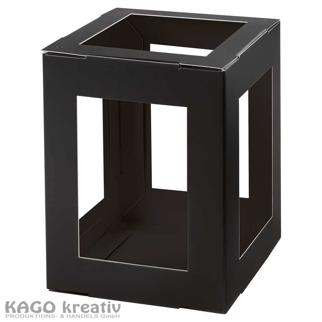 Laternen Rohlinge, 400g/m², 13,5x13,5x18cm zum Stecken, 5 Stück, schwarz