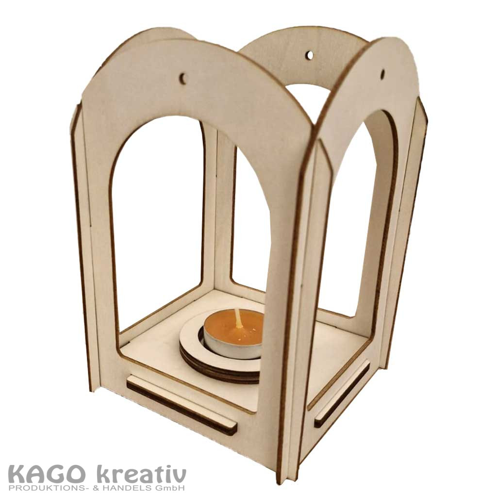 Holzlaterne 4-eckig 17 cm hoch