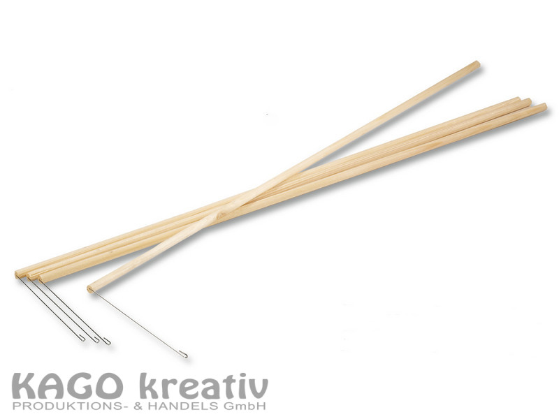 Laternenholzstäbe mit Drahtbügel 600mm lang, 8mm Durchmesser, 50 Stück