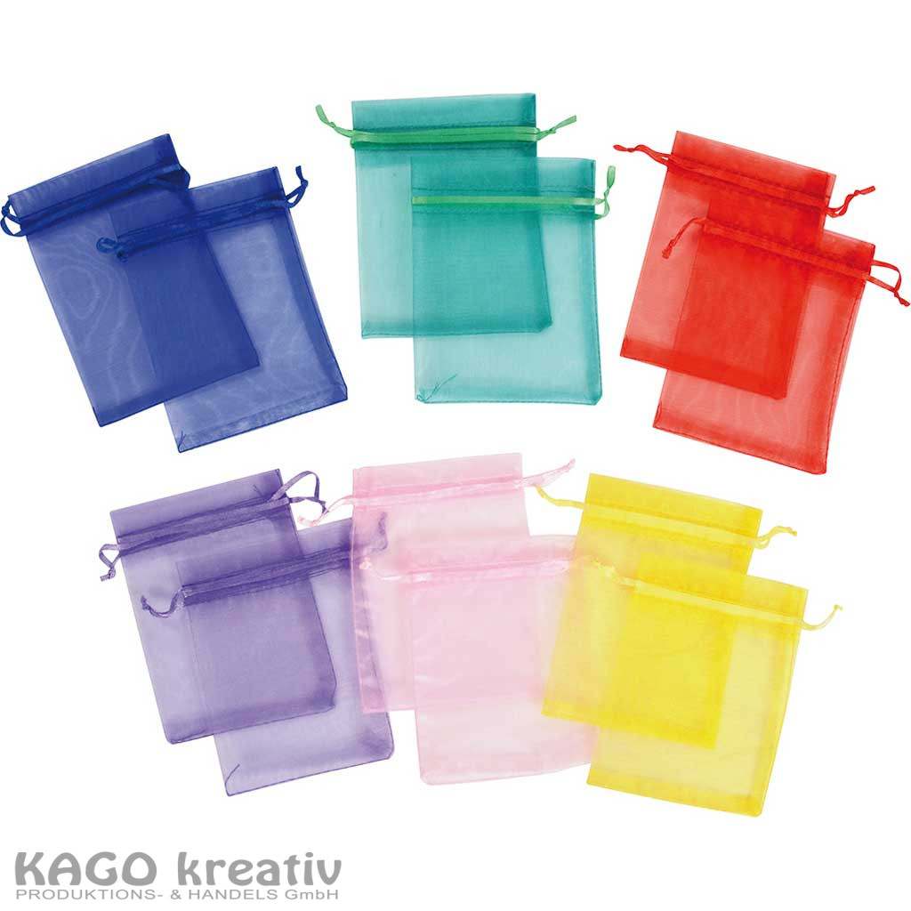 Bunte Organzabeutel 12er Set 6 verschiedene Farben