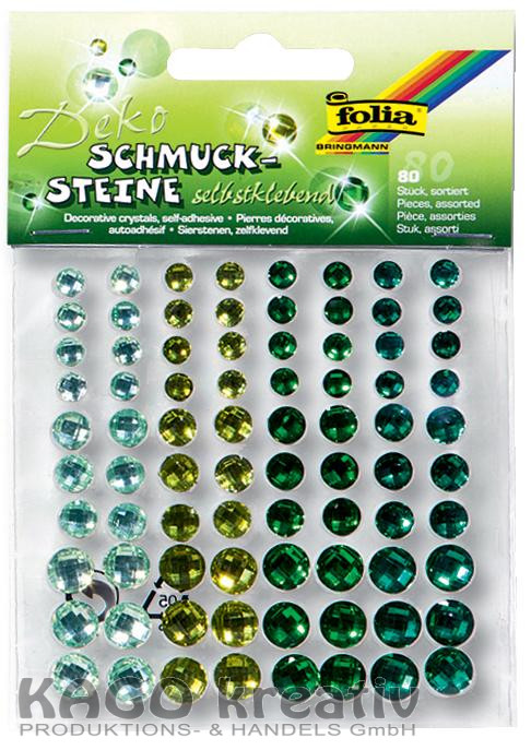 Schmucksteine selbstklebend, 80 Stück Emerald Dream