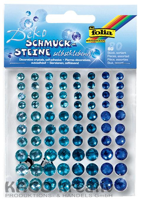 Schmucksteine selbstklebend, 80 Stück Deep Ocean