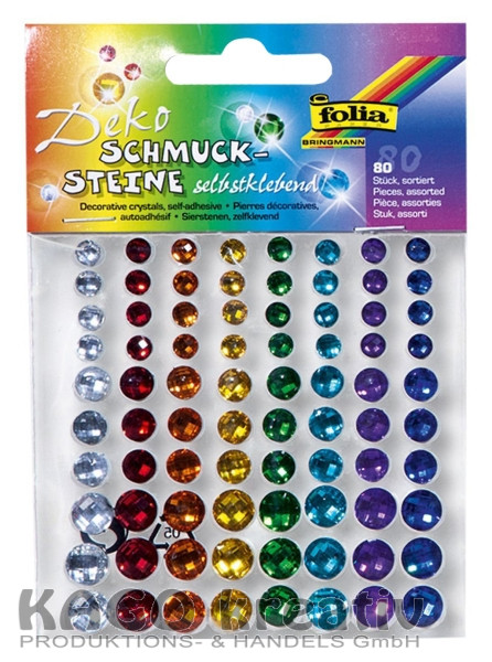 Schmucksteine selbstklebend, 80 Stück Rainbow