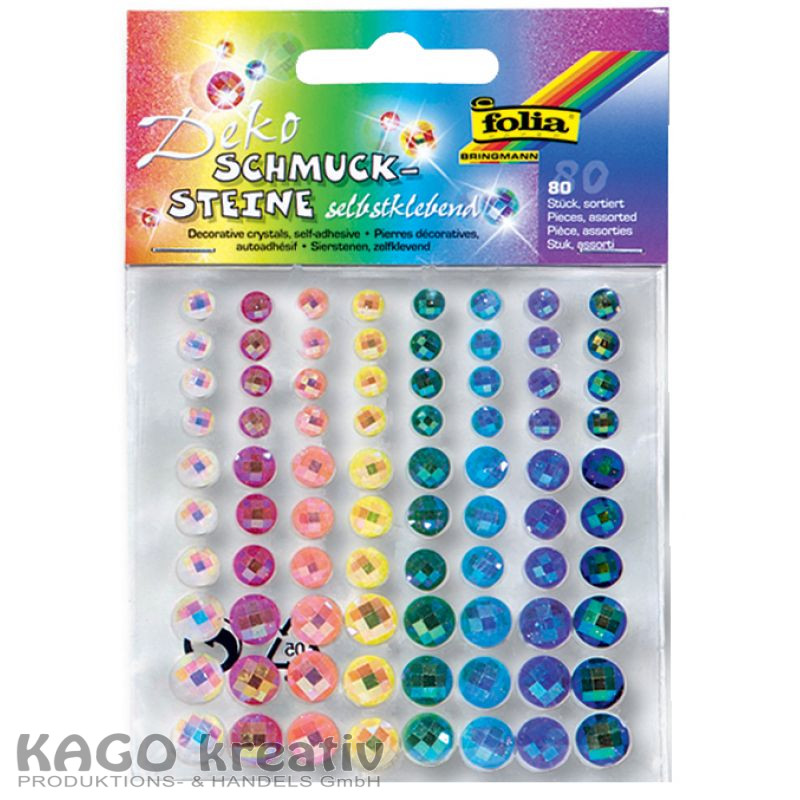 Schmucksteine selbstklebend, 80 Stück Crystal Rainbow