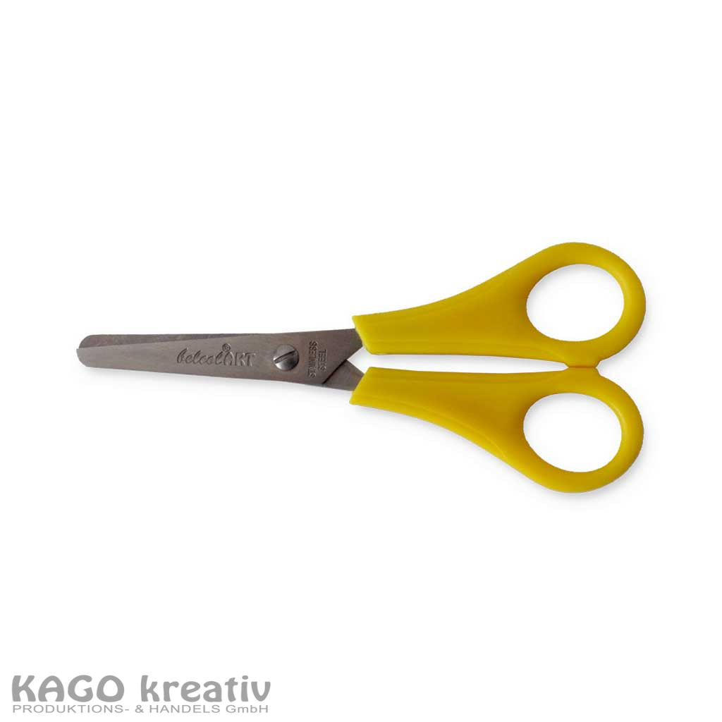Kinderbastelschere 13,5 cm runde Spitze mit cm Skala und beidseitigem Schliff