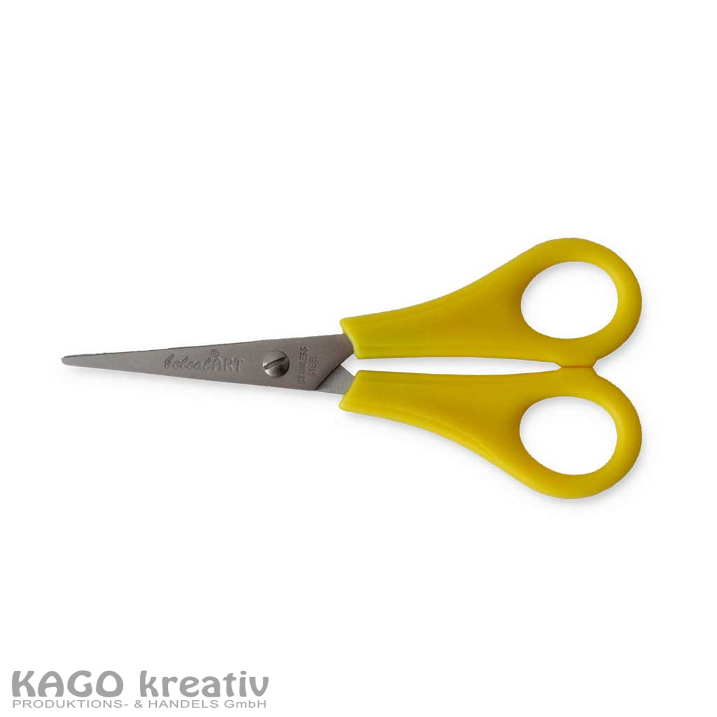 Kinderbastelschere 13,5cm mit abgerundeter Spitze mit cm Skala und beidseitigem Schliff