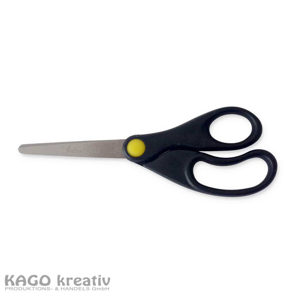Kinderbastelschere 14cm Rund + cm-Skala beidseitiger Schliff, Klinge 5cm
