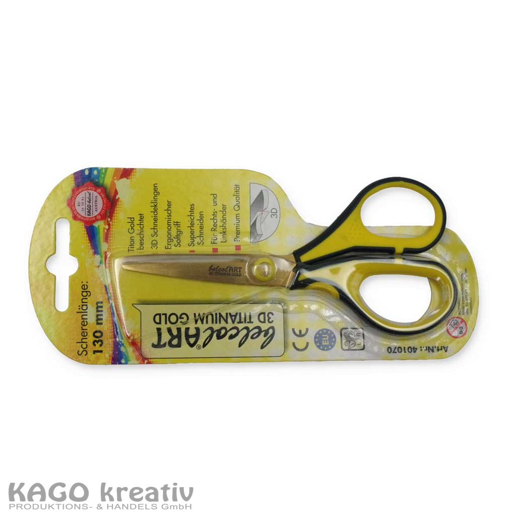 belcolART 3D TITANIUM Schere GOLD Scherenlänge 130mm, Schnittlänge 45mm