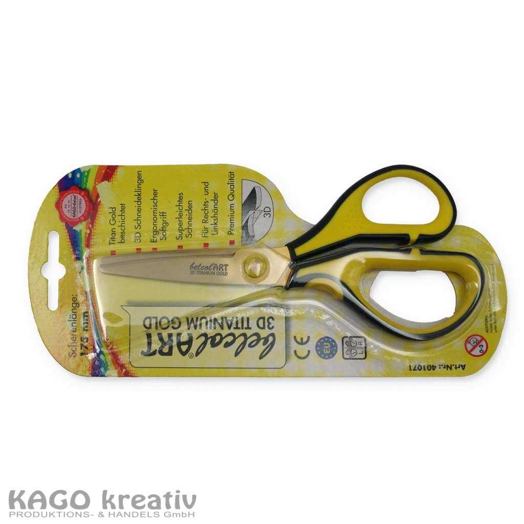 belcolART 3D TITANIUM Schere GOLD Scherenlänge 175mm, Schnittlänge 60mm