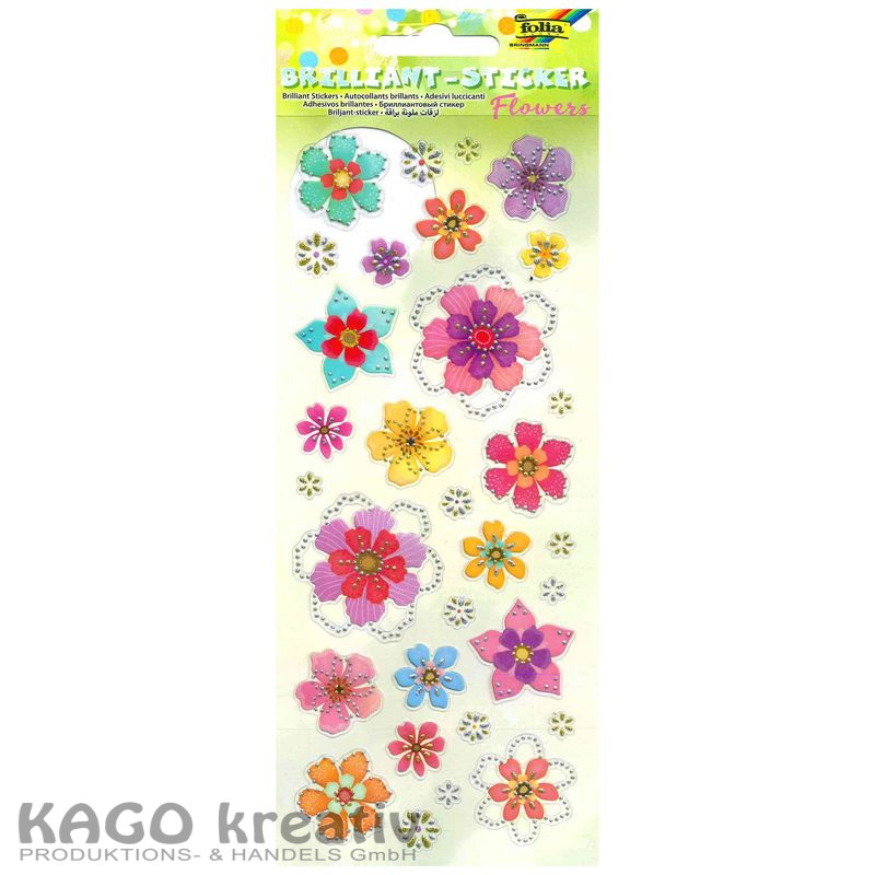 Brilliant Sticker FLOWERS, ca.10x23cm 1 Blatt