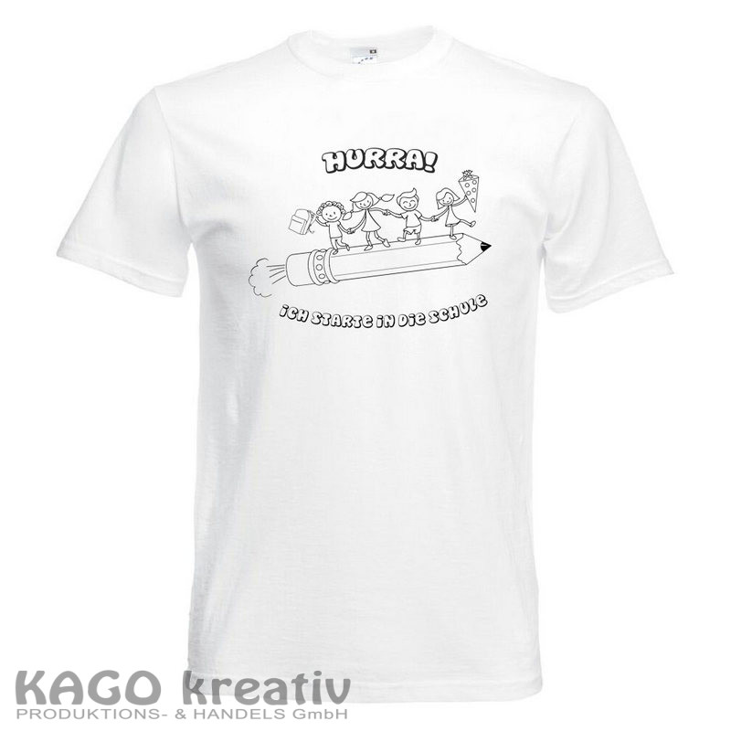 T-Shirt, weiß, Größe: 140 mit Druck Rakete