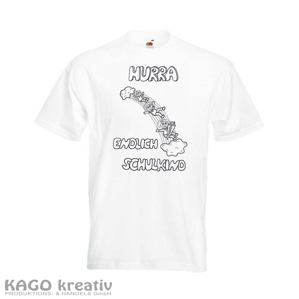 T-Shirt, weiß, Größe: 140 Regenbogen-Kids Fruit of the Loom Kids