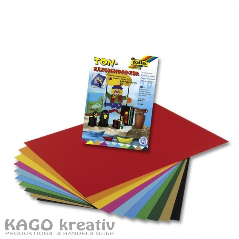 Tonpapier 130g/m², 50x70cm, 25 Bogen in 25 Farben sortiert