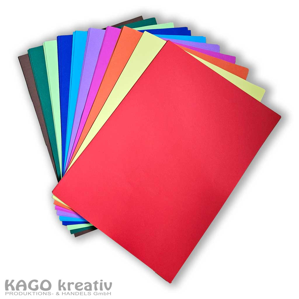 Tonpapier 130g/m², 50x70cm, 100 Bogen in 10 Farben sortiert