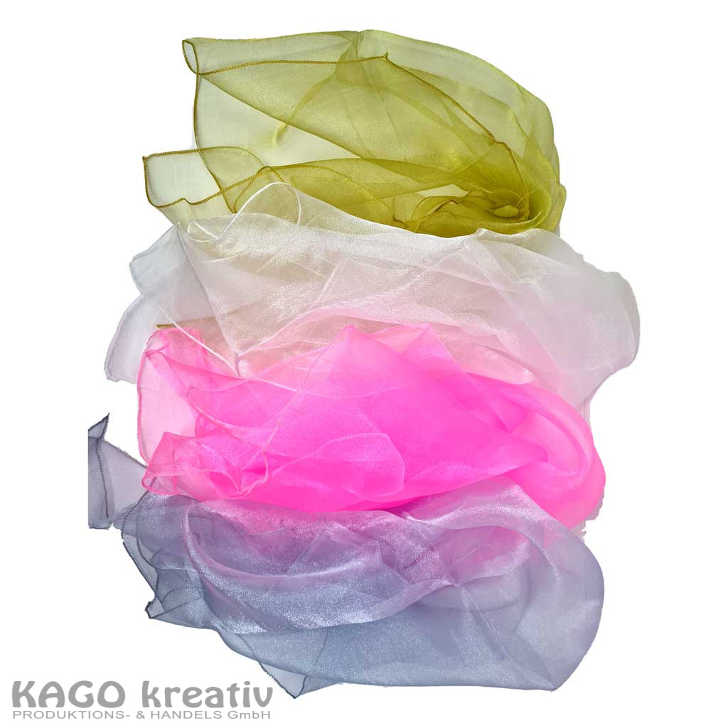 Jongliertücher, 68x68cm 12Stk sort. in den Farben: weiß, silber, gold, pink