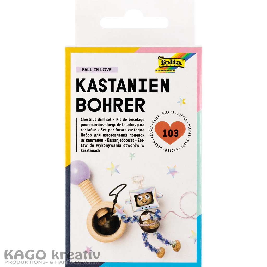 Kastanienbohrer aus Holz Set inkl. 2x Handbohrer und Zahnstocher