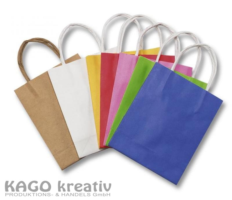 Papiertüten aus 110g/m² Kraftpapier 20 Stück, 12x5,5x15cm, farbig sortiert