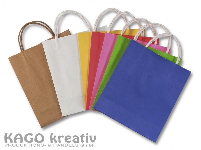 Papiertüten aus 110g/m² Kraftpapier 20 Stück, 18x8x21cm, farbig sortiert