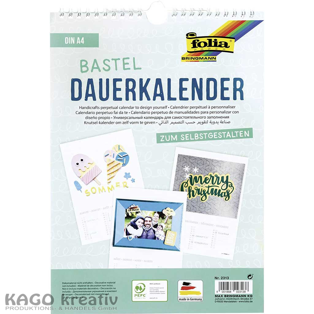 Dauerkalender mit Spiralbindung DIN A4, weiß