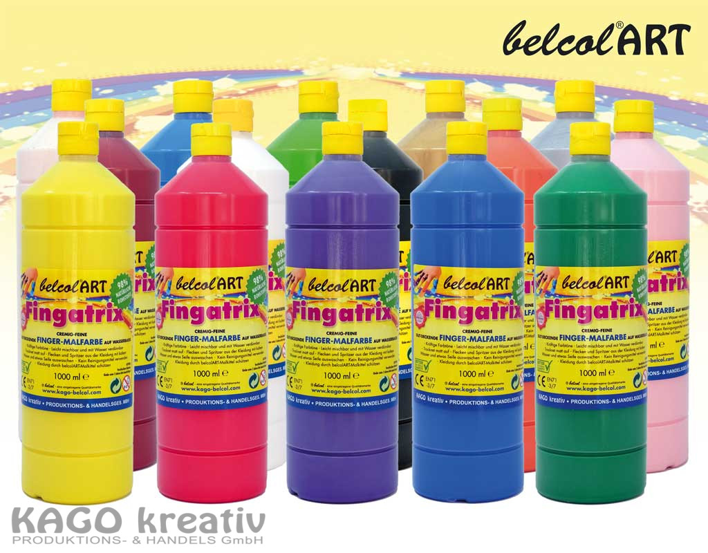 belcolART Fingatrix 1000ml, Einzelfarben die neue ökologische Fingermalfarbe