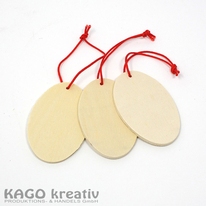 Osterschmuck Ei-förmig 6er Set aus Holz, 8 cm