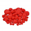 Pompons für Dekorationen 7, 10, 15, 20, 25 mm, 75 Stk., rot