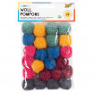 Woll-Pompons PARTY 24 Stück in 6 Farben sortiert