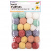 Woll-Pompons PASTELL 24 Stück in 6 Farben sortiert